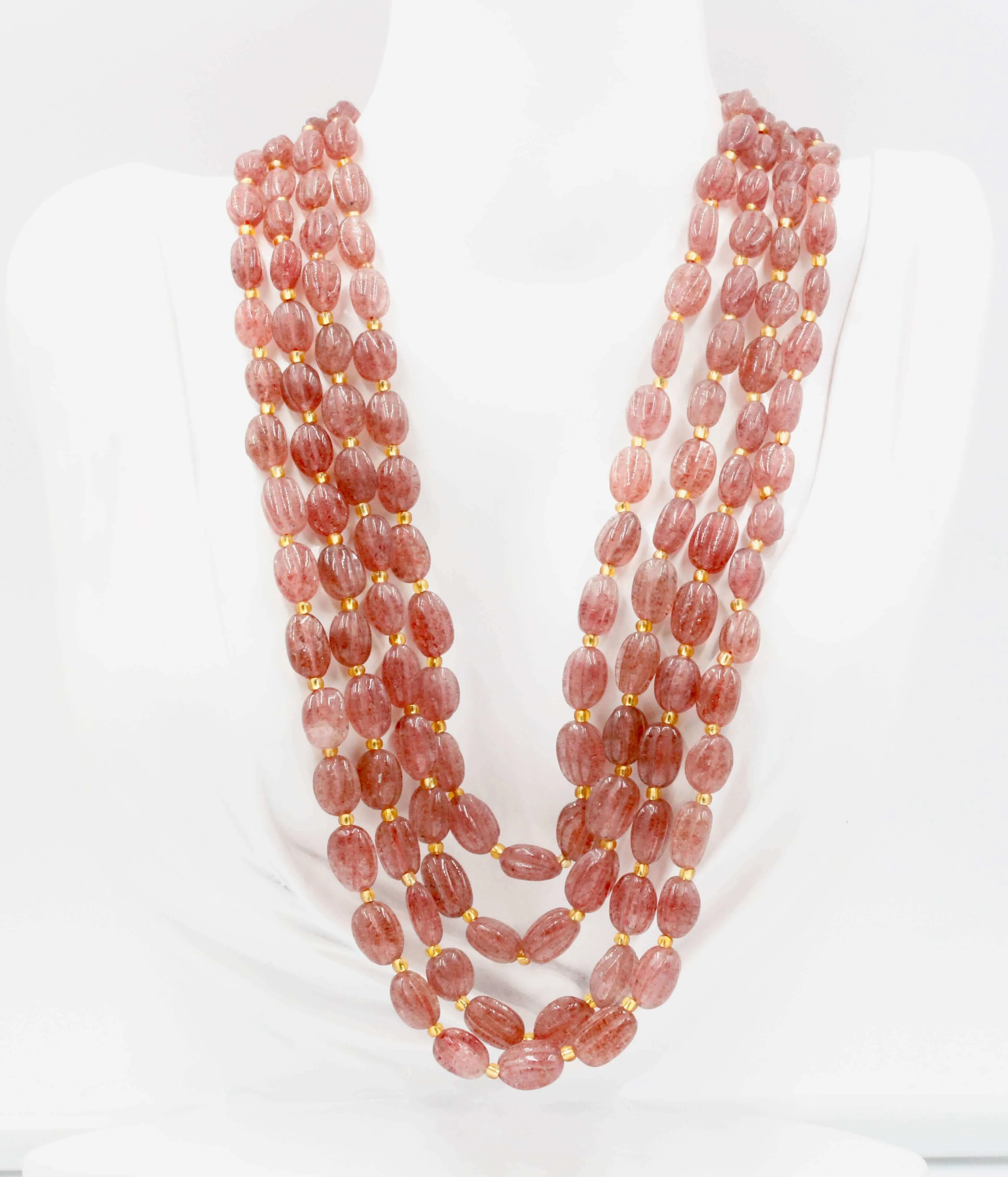 Red Strawberry Quartz Necklace Beaded Gemstone Necklace Russian Ruby Quartz Gemstone Necklace Indian Necklace Sarafa Necklace SKU 6142916