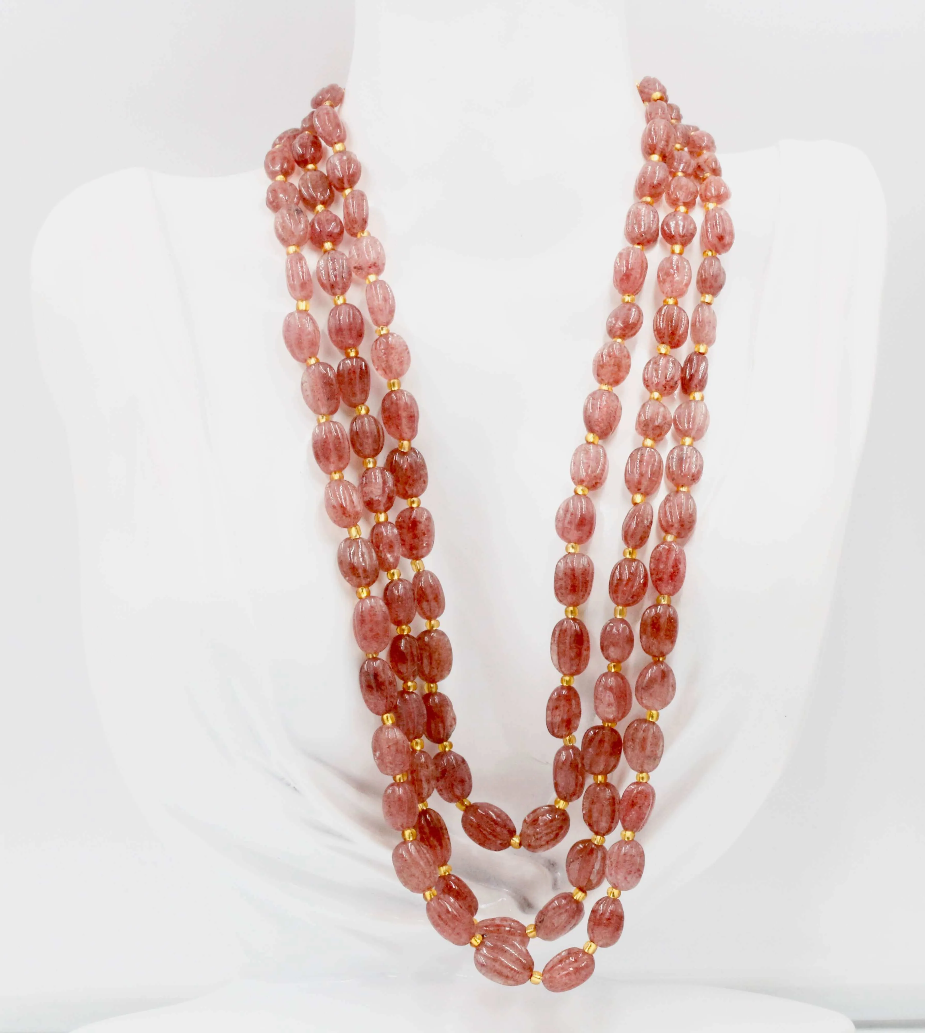 Red Strawberry Quartz Necklace Beaded Gemstone Necklace Russian Ruby Quartz Gemstone Necklace Indian Necklace Sarafa Necklace SKU 6142916