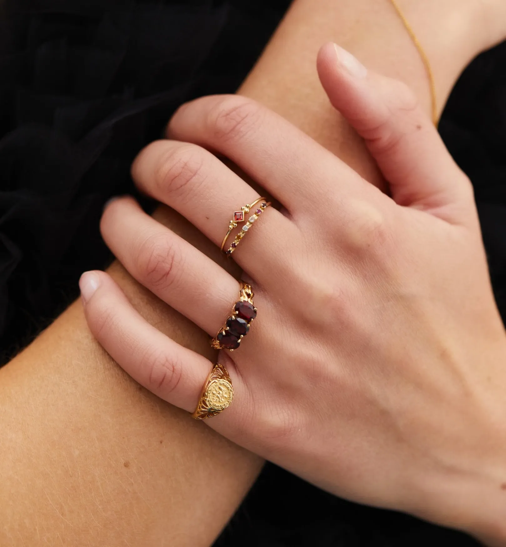 Rose Garnet Ring 14K