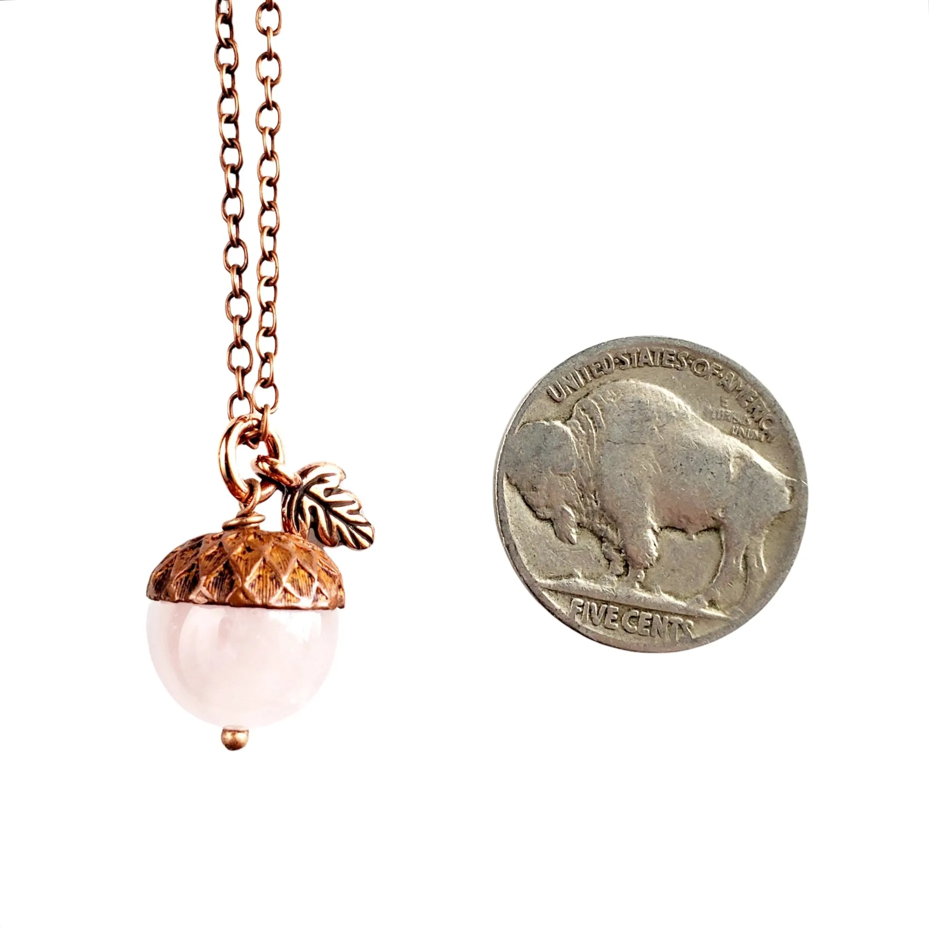 Rose Quartz Acorn Necklace