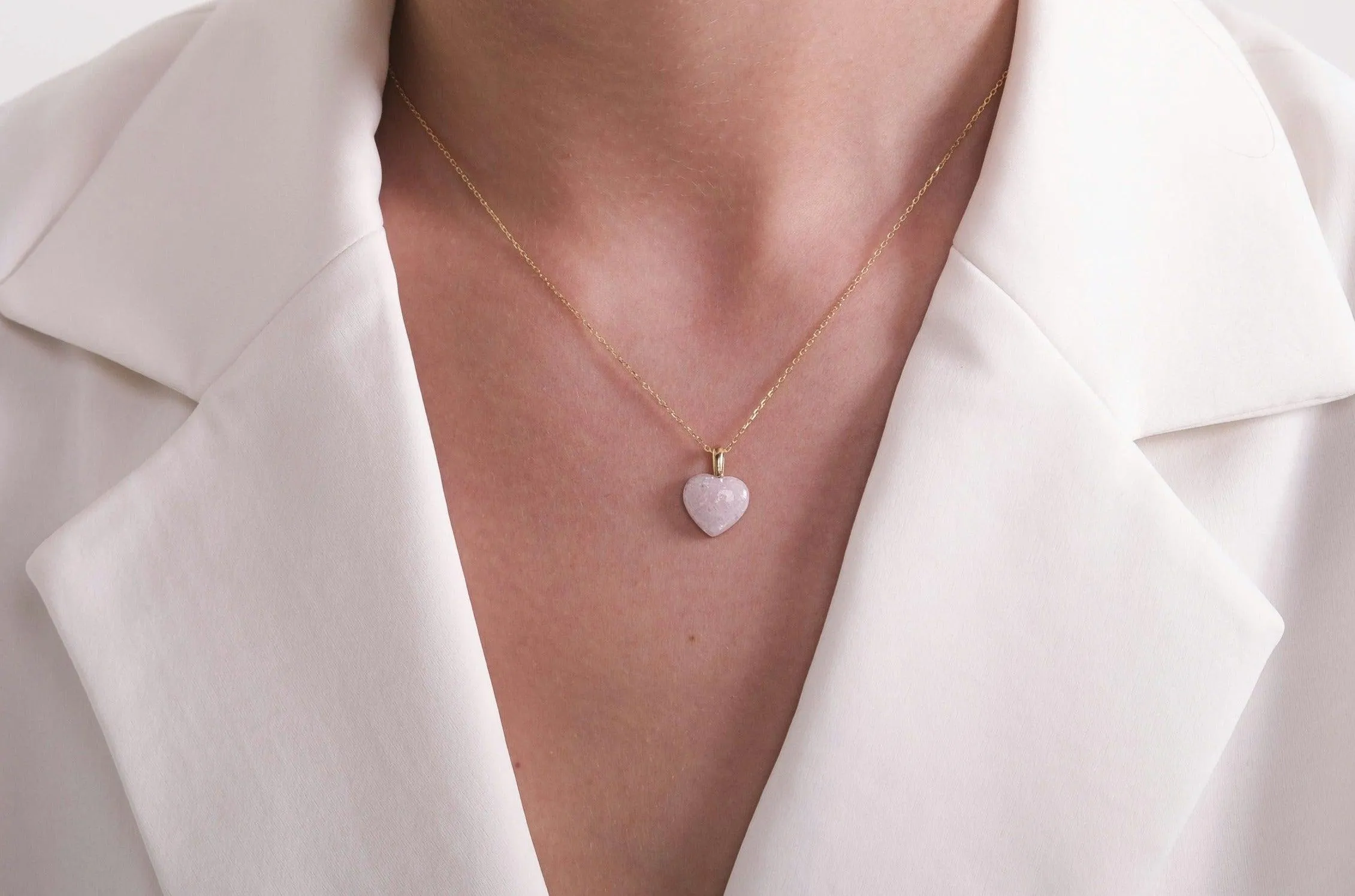 Rose Quartz Heart Gemstone Necklace