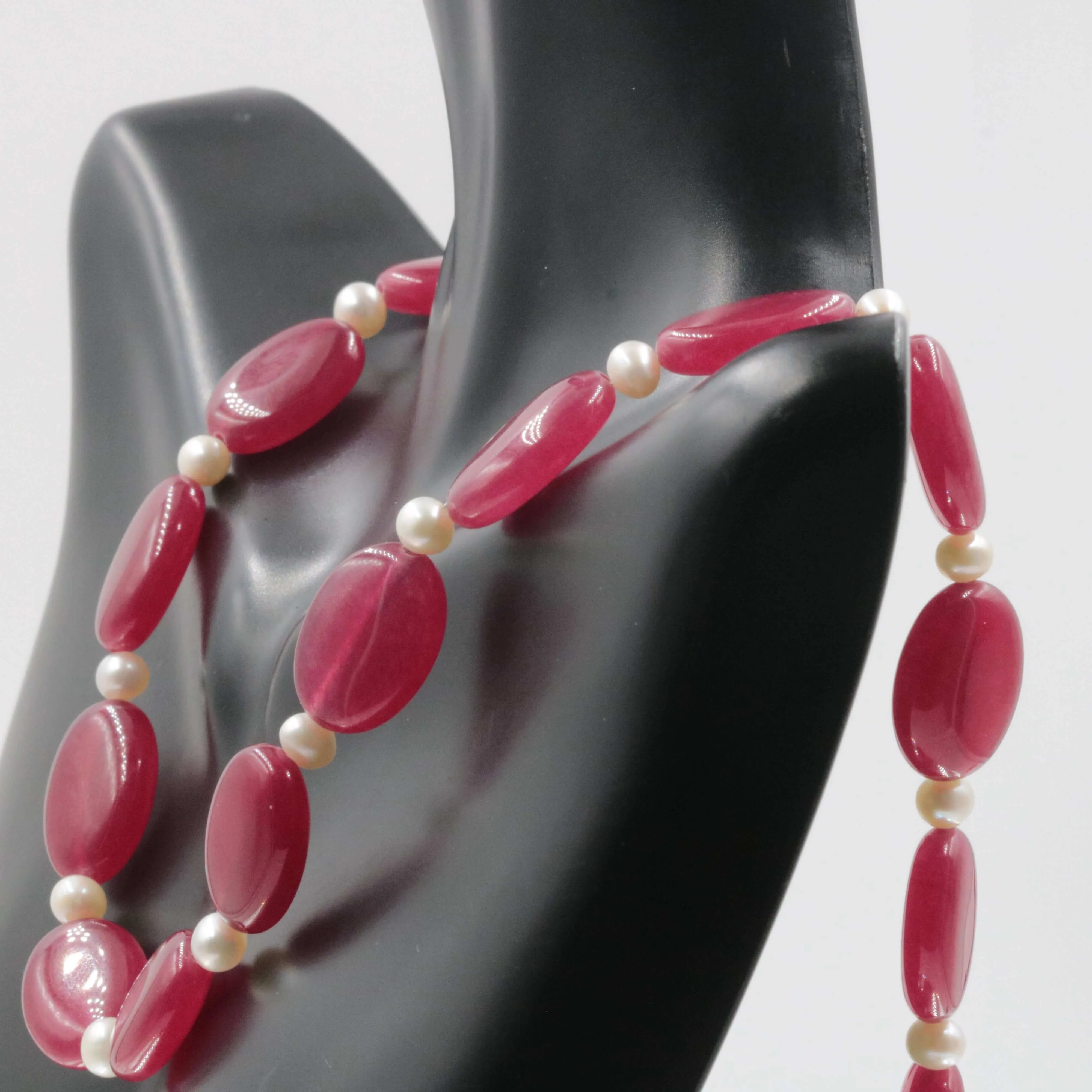 Ruby and Cultured Pearl Necklace Ruby Necklace Jade and Pearl Necklace July Birthstone Necklace June Birthstone Necklace SKU 6141185 6141186