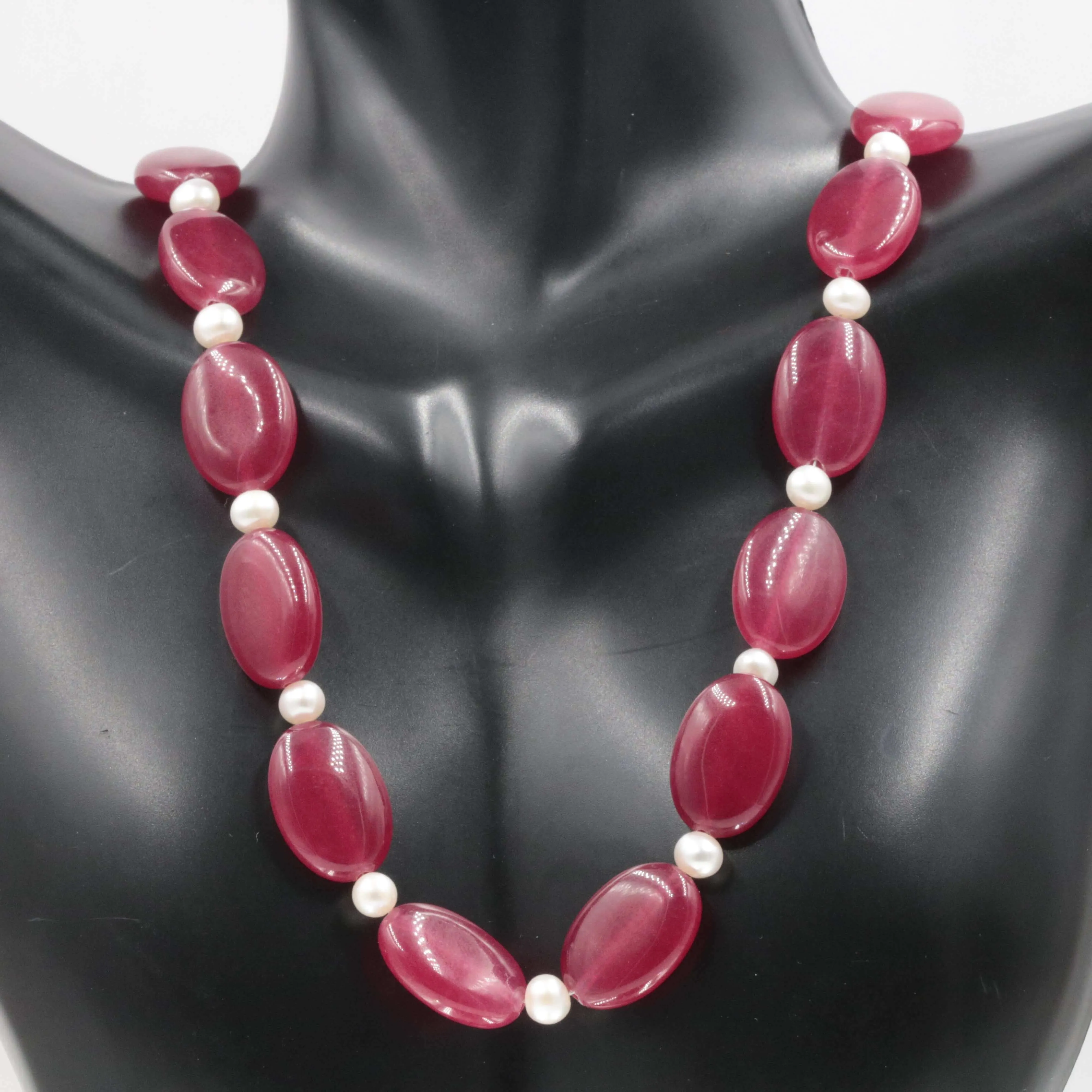 Ruby and Cultured Pearl Necklace Ruby Necklace Jade and Pearl Necklace July Birthstone Necklace June Birthstone Necklace SKU 6141185 6141186