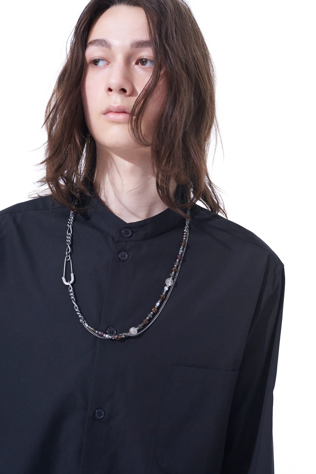 RUTILE QUARTZ   GLASS BEADS BRASS NECKLACE