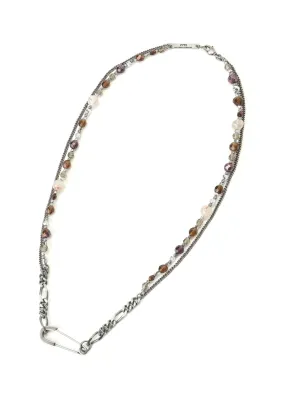 RUTILE QUARTZ   GLASS BEADS BRASS NECKLACE