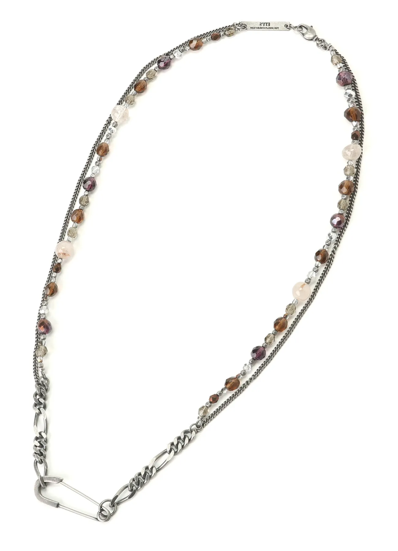 RUTILE QUARTZ   GLASS BEADS BRASS NECKLACE