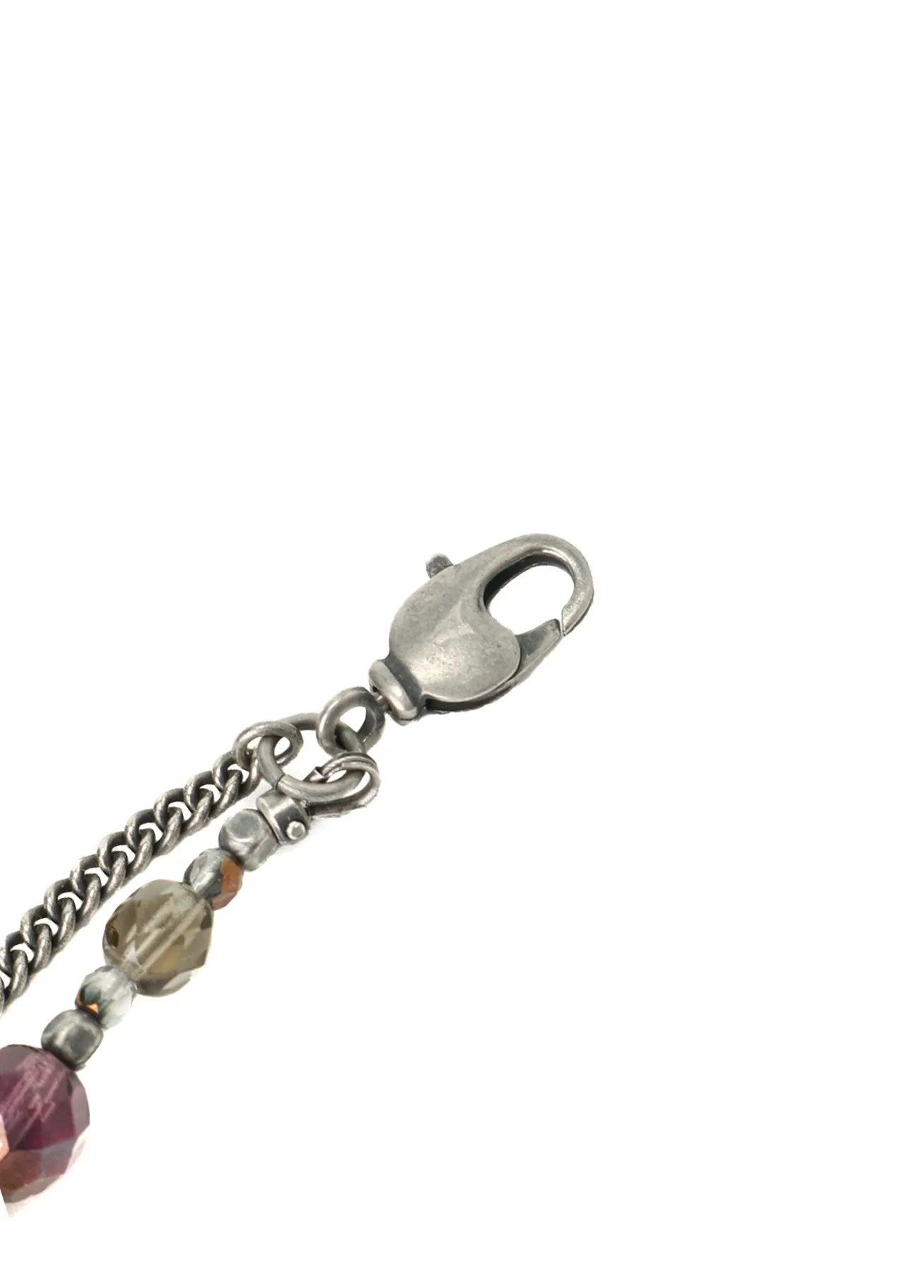 RUTILE QUARTZ   GLASS BEADS BRASS NECKLACE