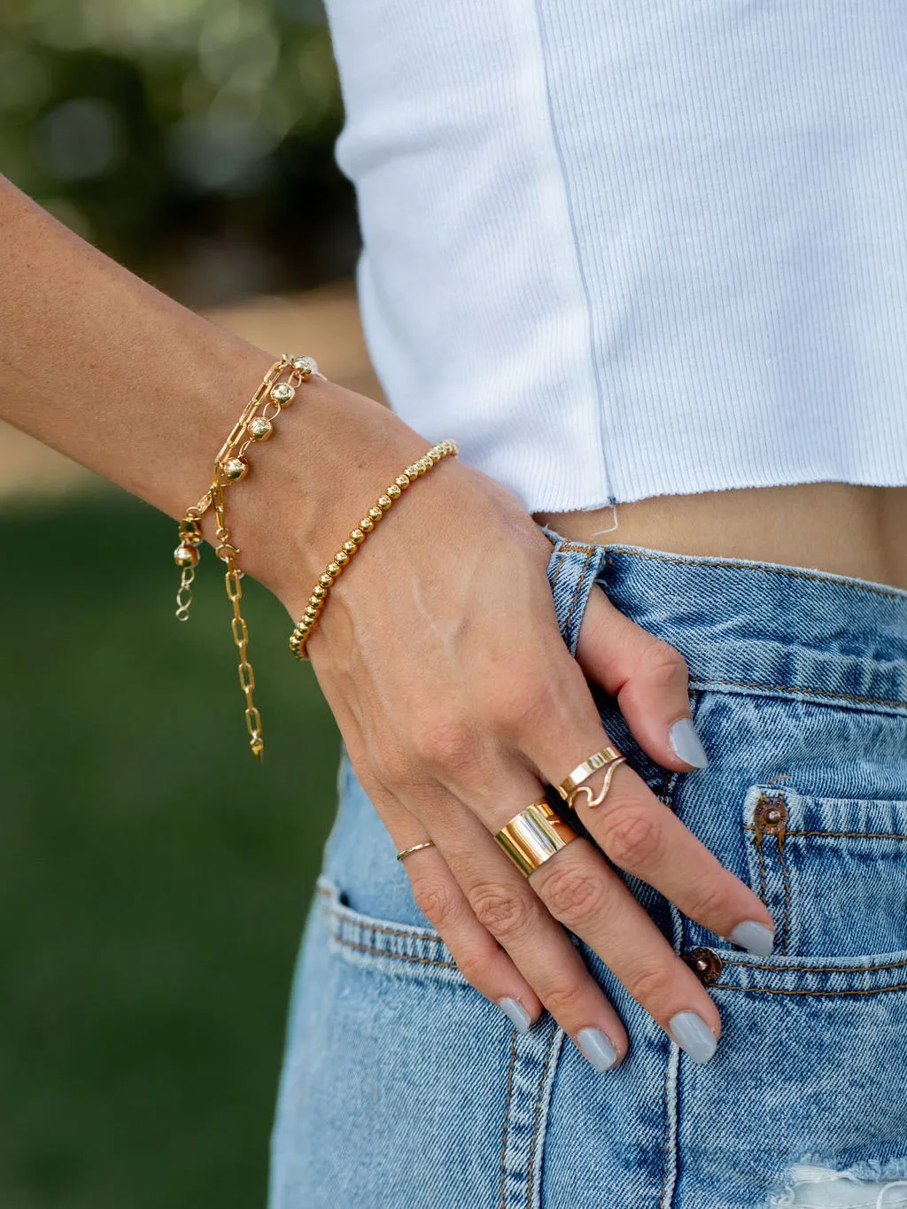 Sale - Thick Wide Gold Ring - Koa