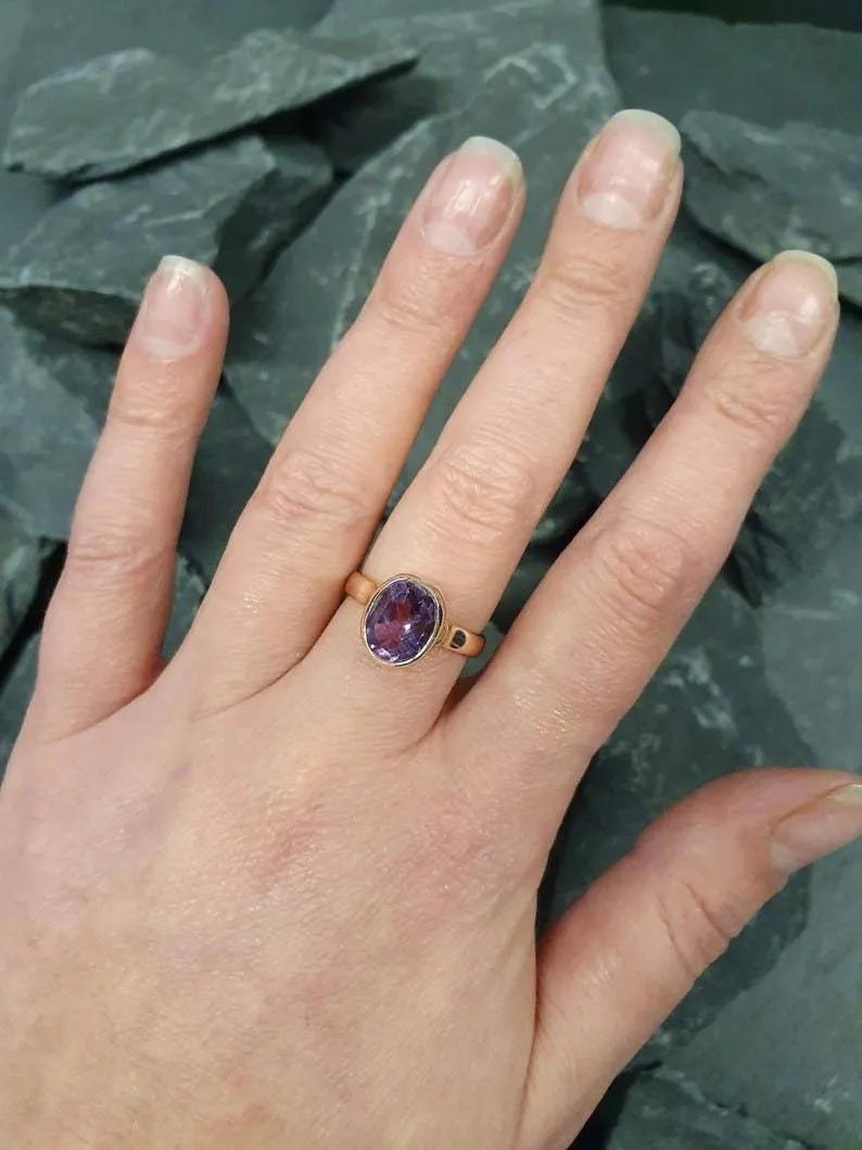 Sapphire Statement Gold Ring, Gold Sapphire Oval Ring, September Birthstone Ring