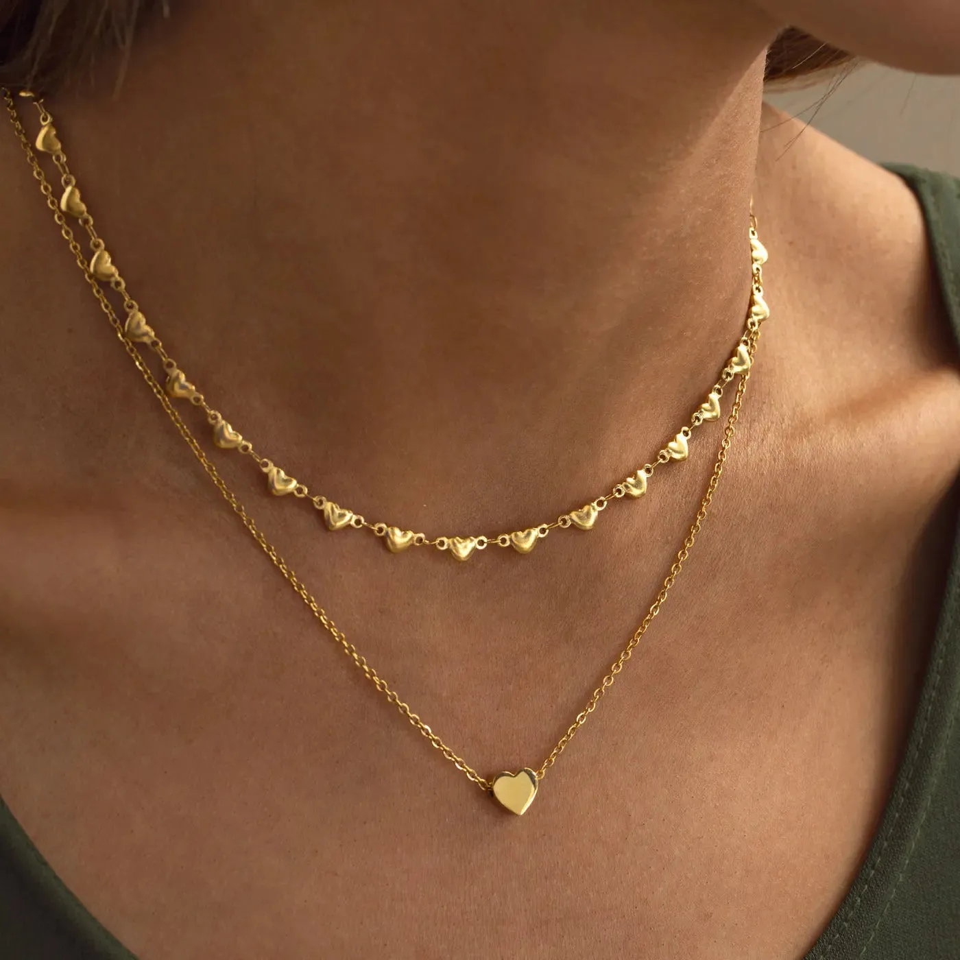 Sarah - Heart Chain Necklace Stainless Steel