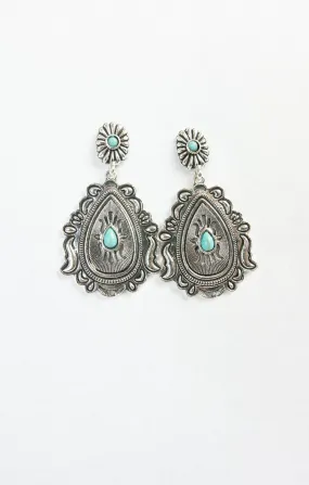 Saylor Adorned Silver Turquoise Earrings