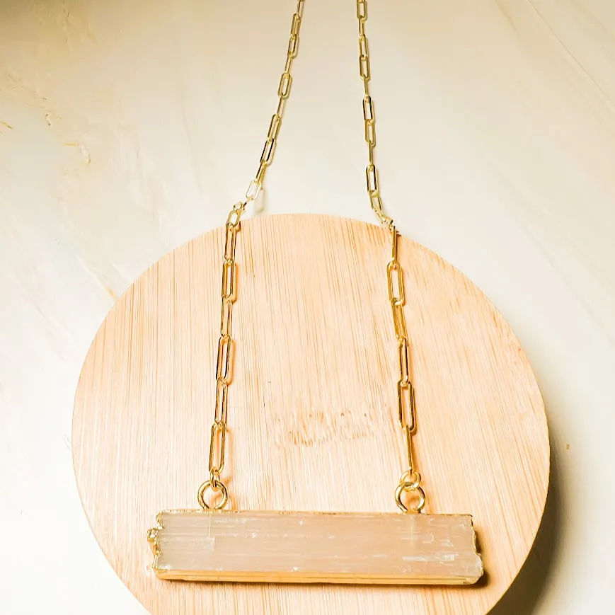 Selenite Necklace: Paperclip Chain