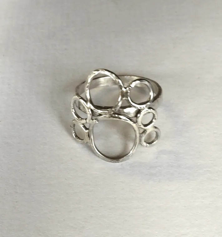 Silver Bubble Ring/Bubble Ring, Silver art ring/ Statement ring