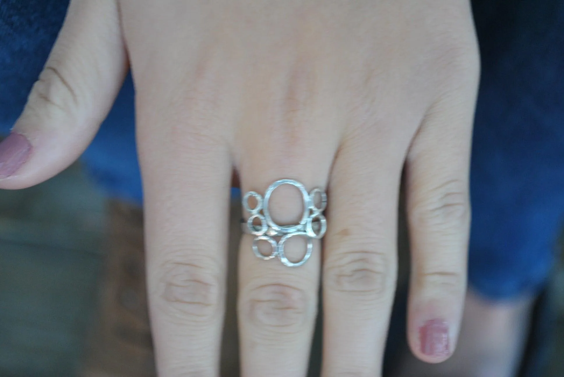 Silver Bubble Ring/Bubble Ring, Silver art ring/ Statement ring