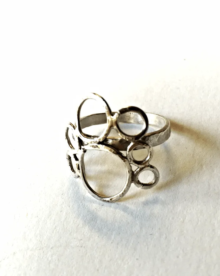Silver Bubble Ring/Bubble Ring, Silver art ring/ Statement ring
