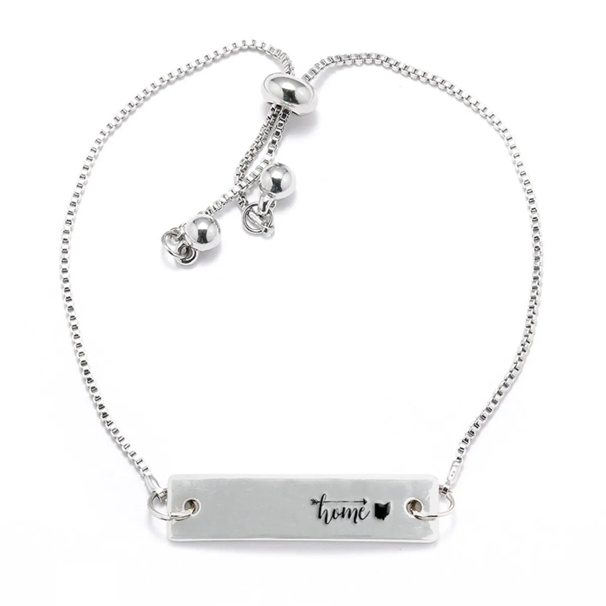Silver Home is Ohio Adjustable Bar Bracelet