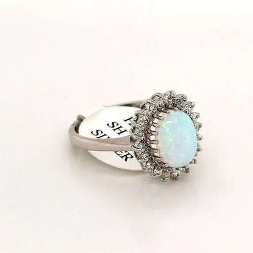 Silver White Opal Cluster Ring