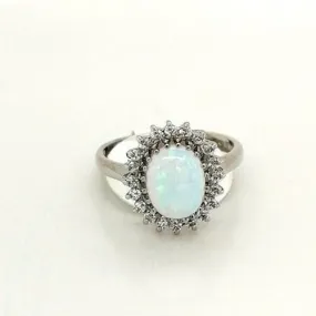 Silver White Opal Cluster Ring