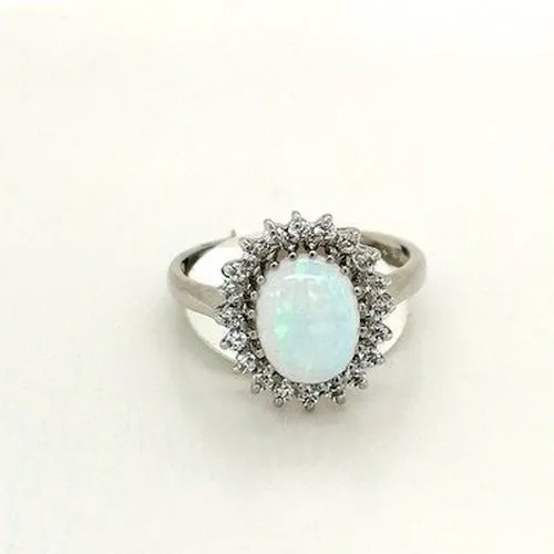 Silver White Opal Cluster Ring