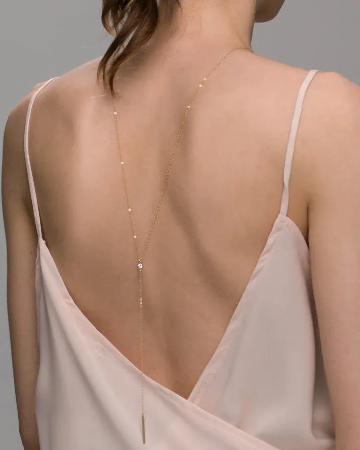 Single CZ Back Necklace