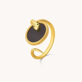 Snake Adjustable Black Ring