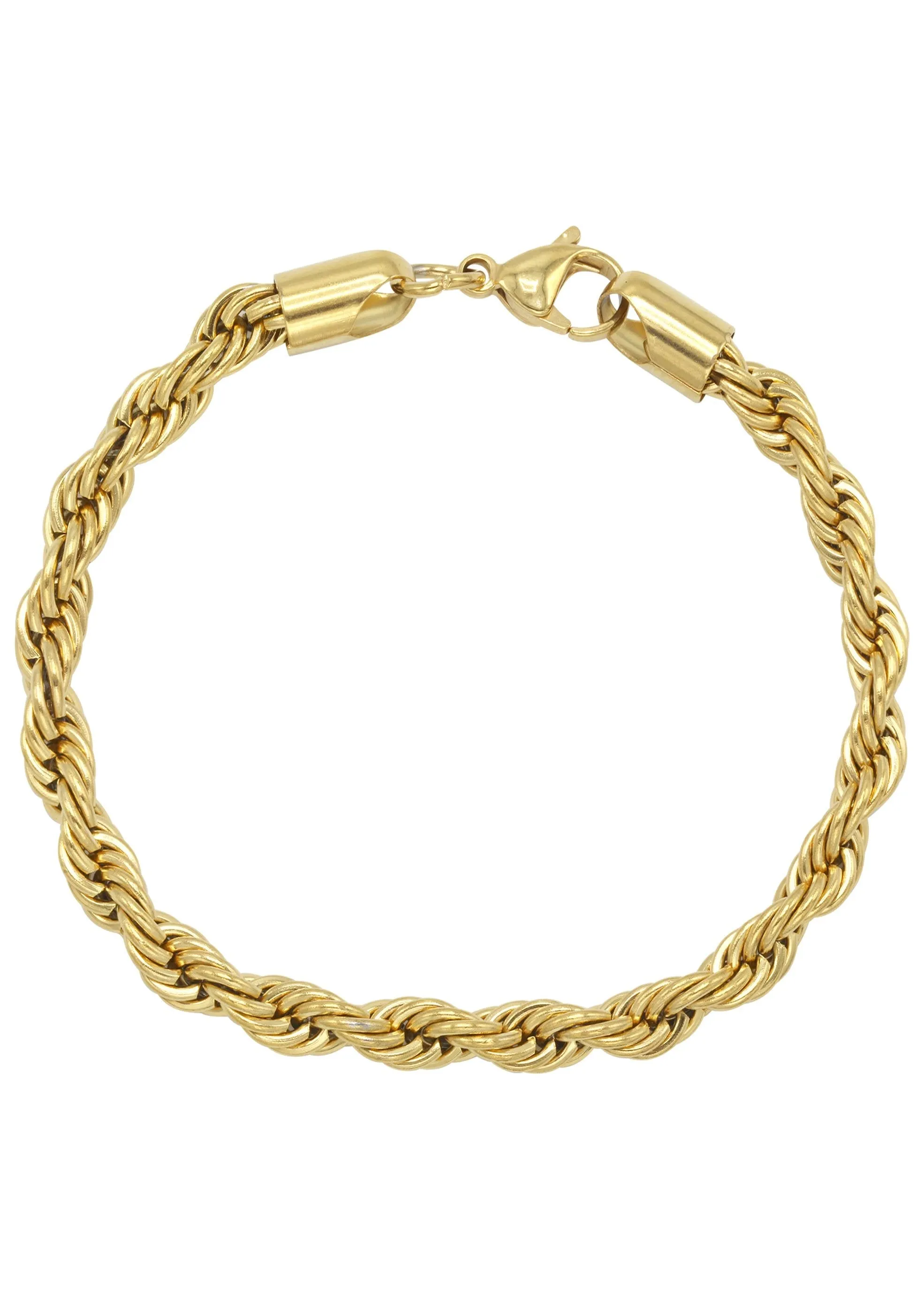 Solid Gold Plated Rope Chain & Bracelet ( 6 Mm )