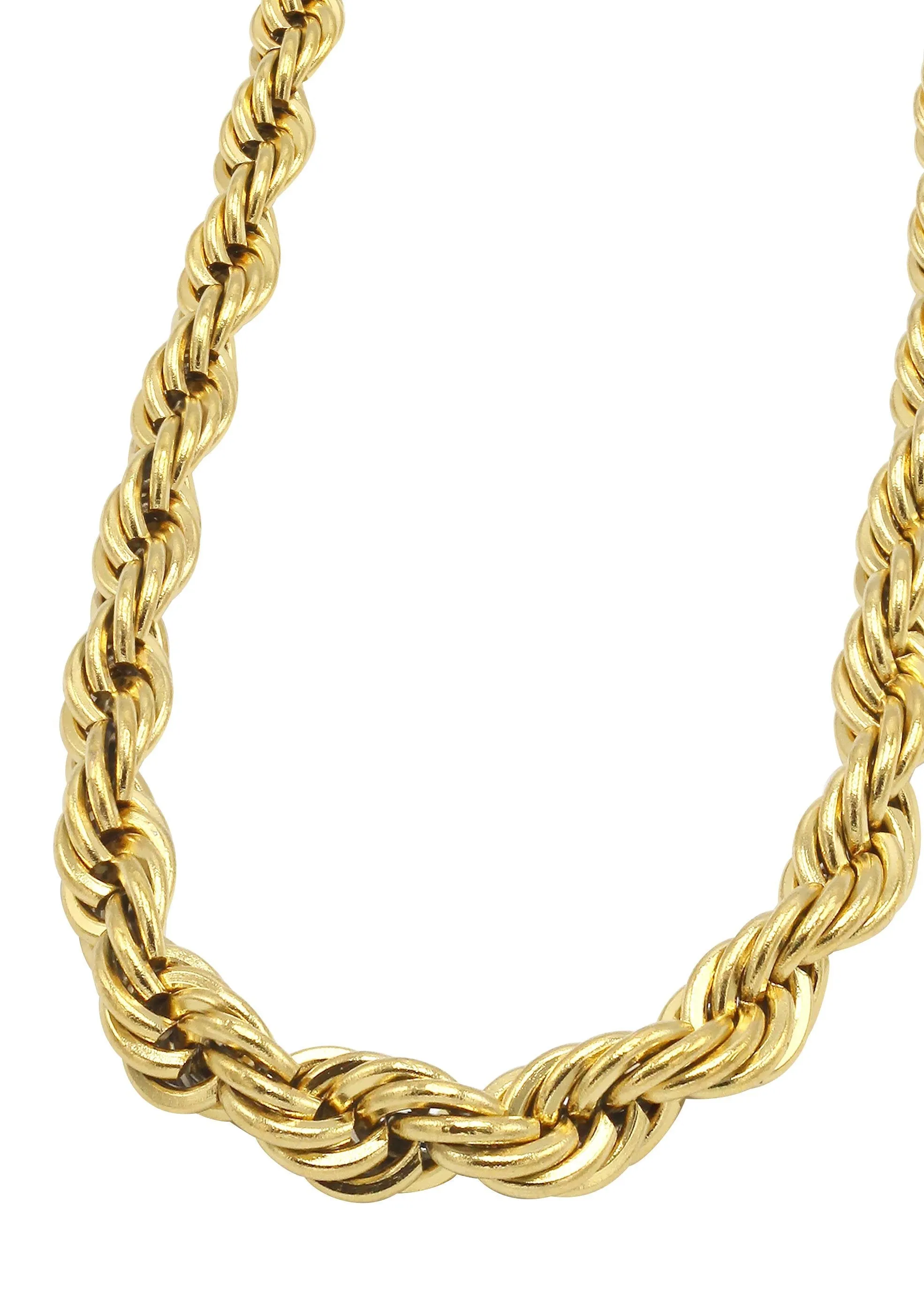 Solid Gold Plated Rope Chain & Bracelet ( 6 Mm )