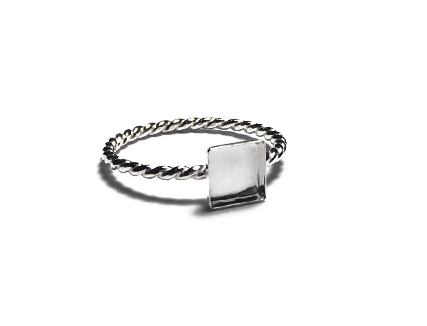 Square Bezel Cup Ring Blank Twist Rope Band | 6 mm, 8 mm, 10 mm, 14 mm