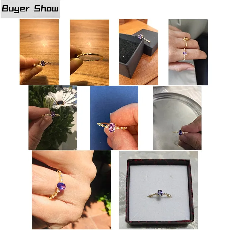 Stackable Amethyst CZ Sterling Silver Ring-Dainty, Feminine