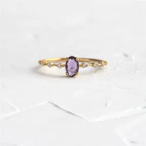 Stackable Amethyst CZ Sterling Silver Ring-Dainty, Feminine