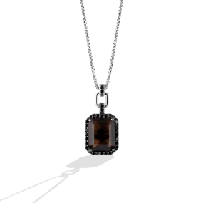 Star Wars™ Fine Jewelry THE WOOKIEE WOMEN'S PENDANT 1/4 CT.TW. Black Diamonds and Smokey Quartz Silver