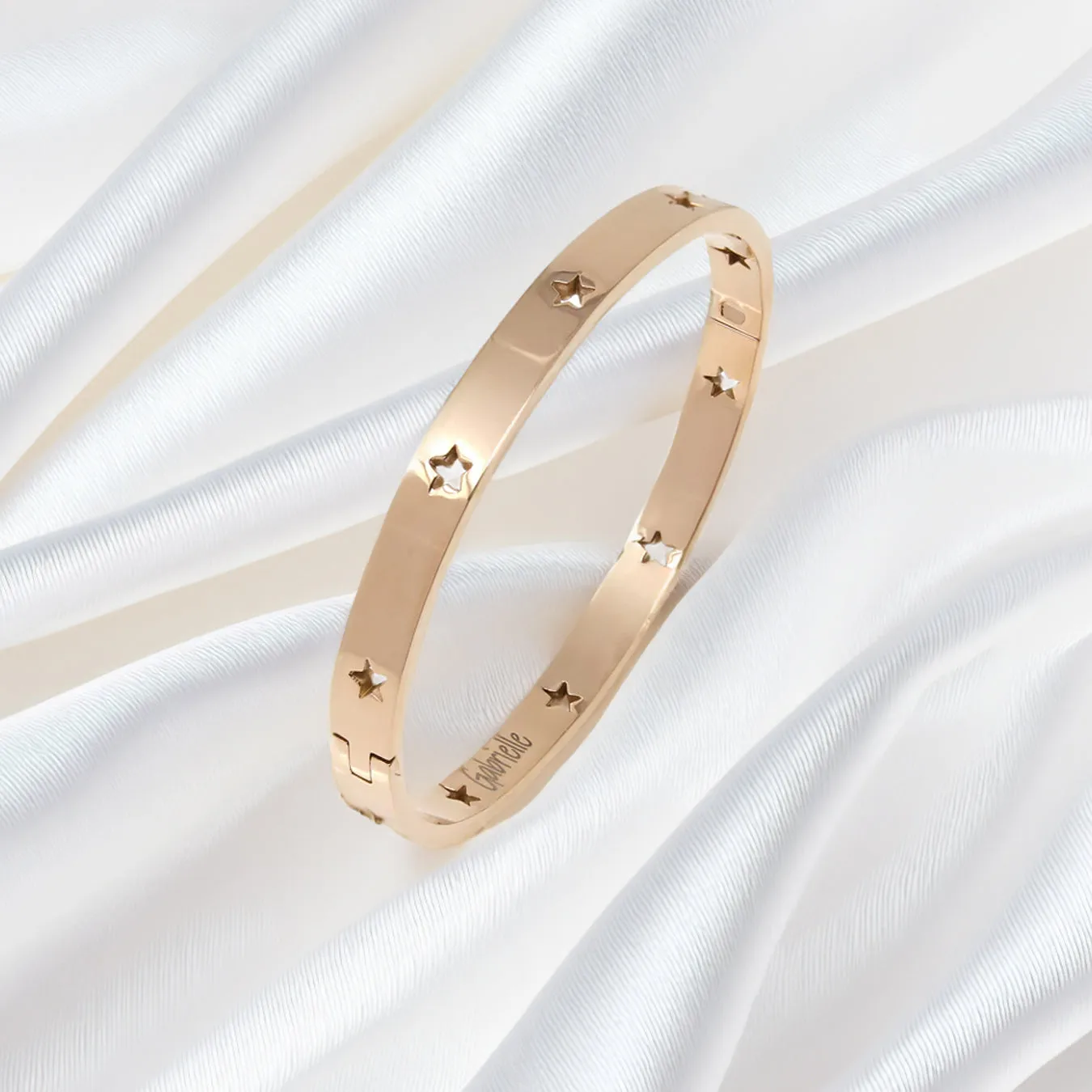 Stars Hinged Bangle - Rose Gold