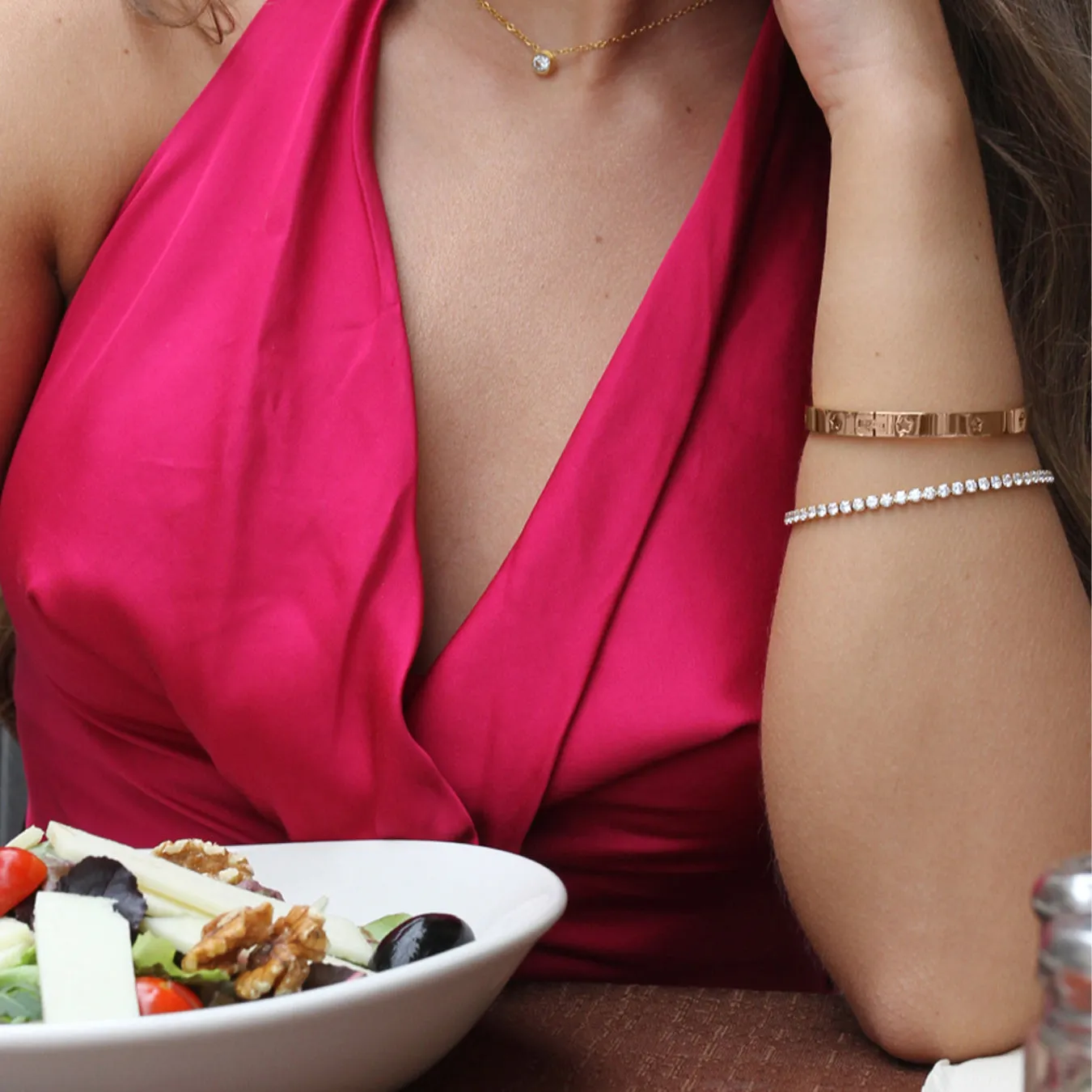 Stars Hinged Bangle - Rose Gold