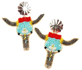 Steer Head Seed Bead Earrings