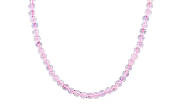 Sterling Silver 90's Style Mini Adjustable Rose Quartz Natural Gemstone Necklace