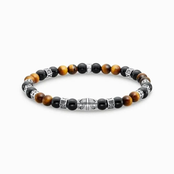 Sterling Silver Black Onyx And Tiger's Eye Bracelet A2087-507-7