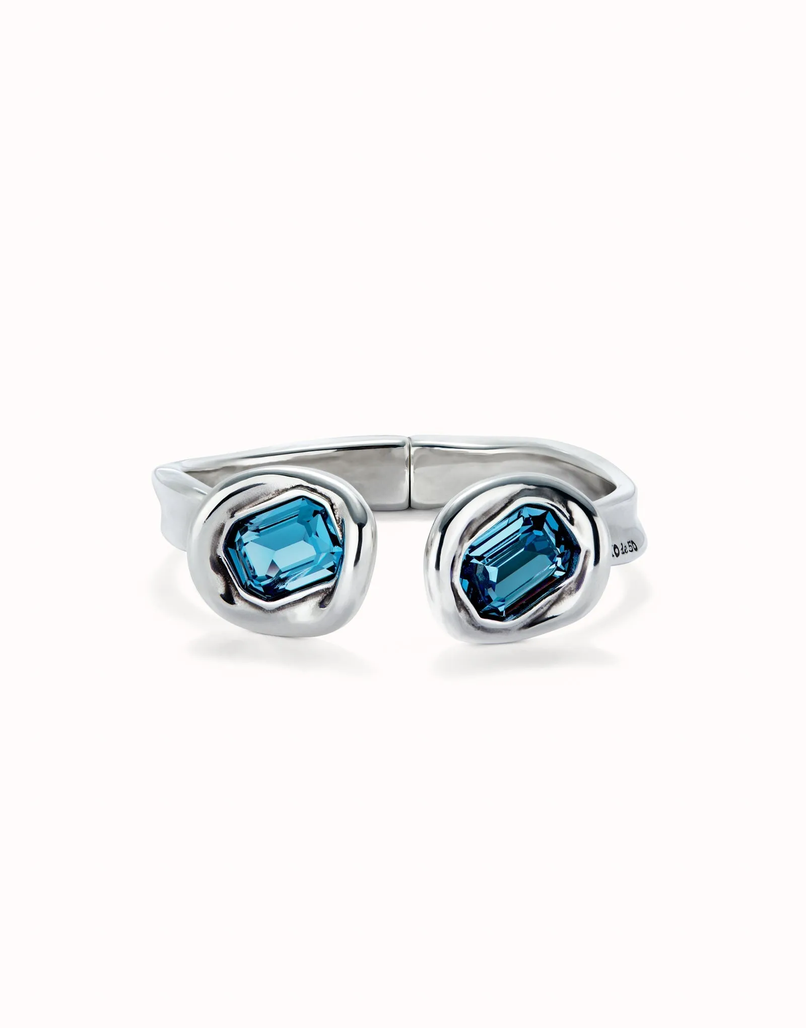 Sterling Silver Plated Faceted Crystal Blue Bracelet PUL2453AZOMTL