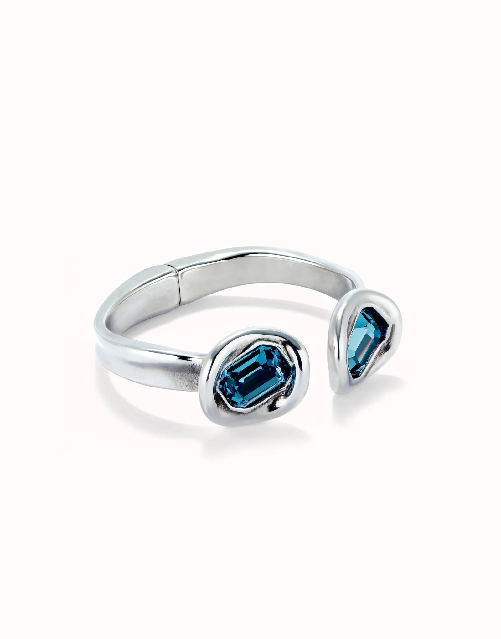 Sterling Silver Plated Faceted Crystal Blue Bracelet PUL2453AZOMTL