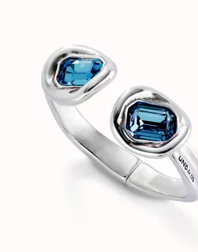 Sterling Silver Plated Faceted Crystal Blue Bracelet PUL2453AZOMTL