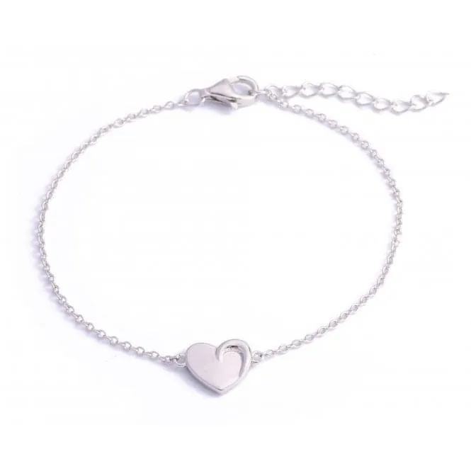 Sterling Silver Rhodium Plated Heart Bracelet ERLB011