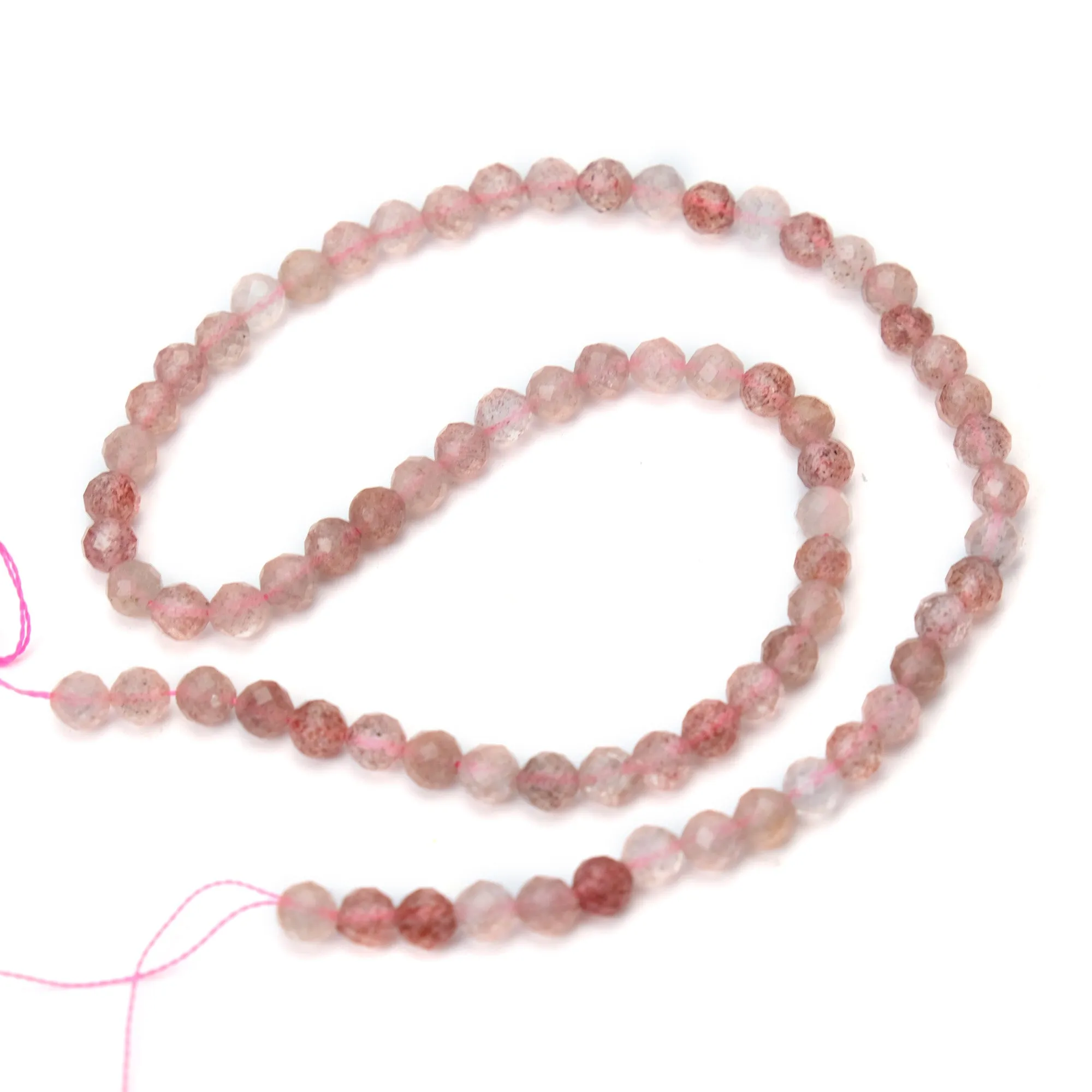 Strawberry Quartz 4mm Faceted Rounds Strand