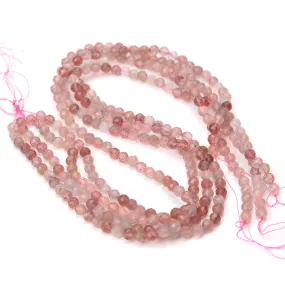 Strawberry Quartz 4mm Faceted Rounds Strand