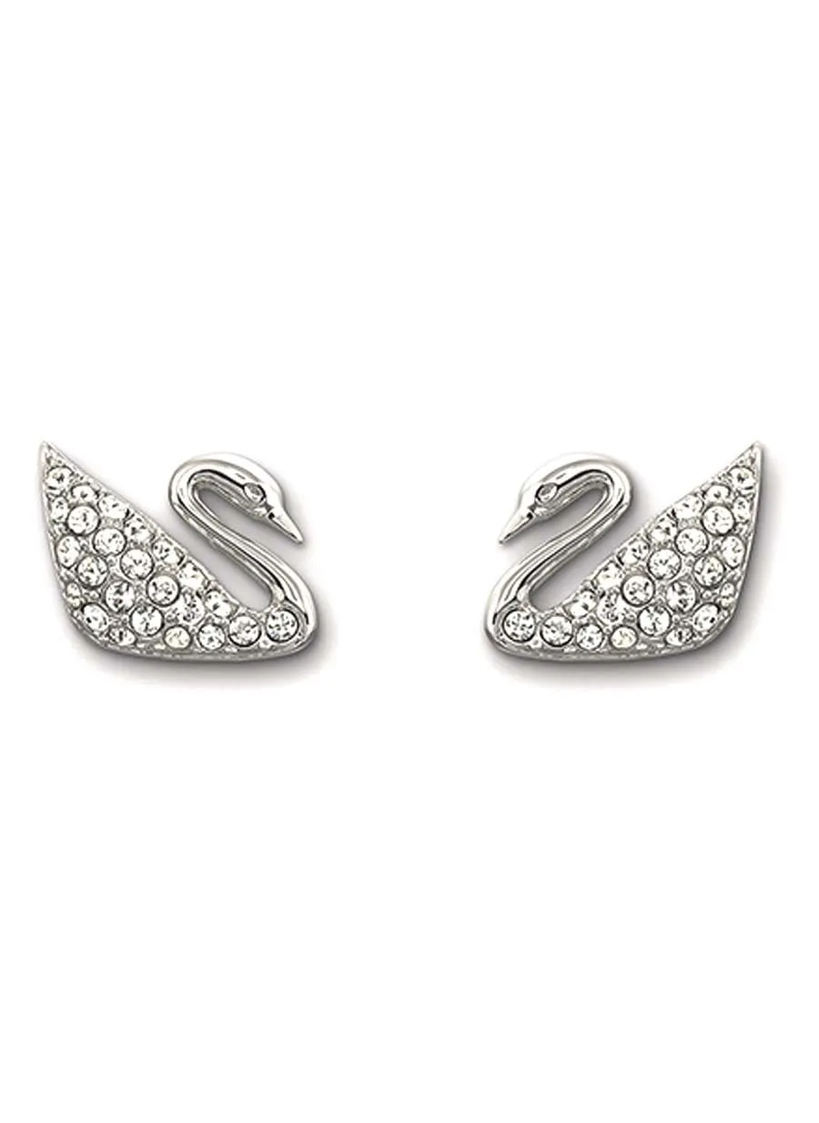 SWAROVSKI Swan Rhodium Plated & Clear Crystal Earrings 1116357