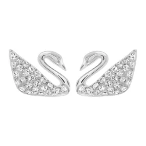 SWAROVSKI Swan Rhodium Plated & Clear Crystal Earrings 1116357