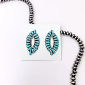 Tamara Benally | Navajo Handmade Sterling Silver Post Back Turquoise Oval Cluster Earrings