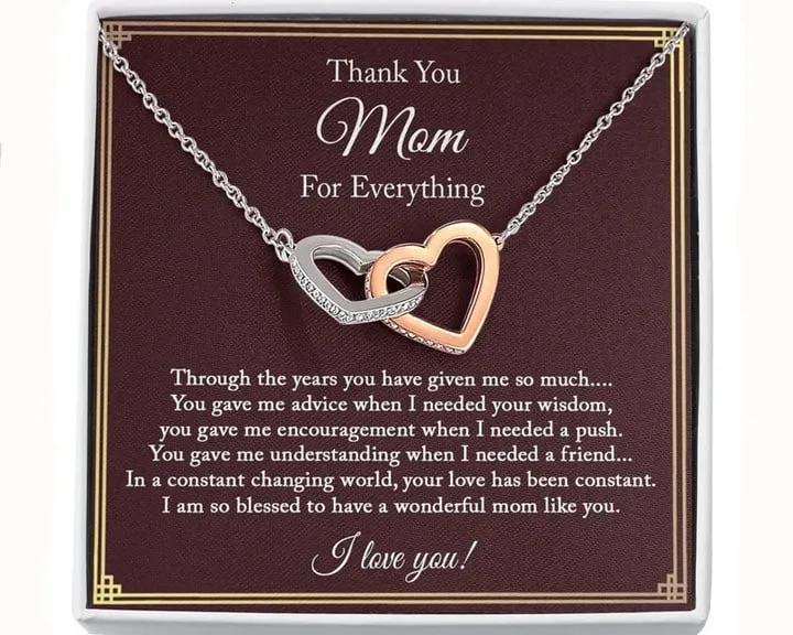Thank You Mom For Every Thing Necklace, Mom Birthday Gift From Daughter and Son, Mom Necklace, Anniversary Gifts, Mother's Day Gifts