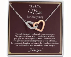 Thank You Mom For Every Thing Necklace, Mom Birthday Gift From Daughter and Son, Mom Necklace, Anniversary Gifts, Mother's Day Gifts