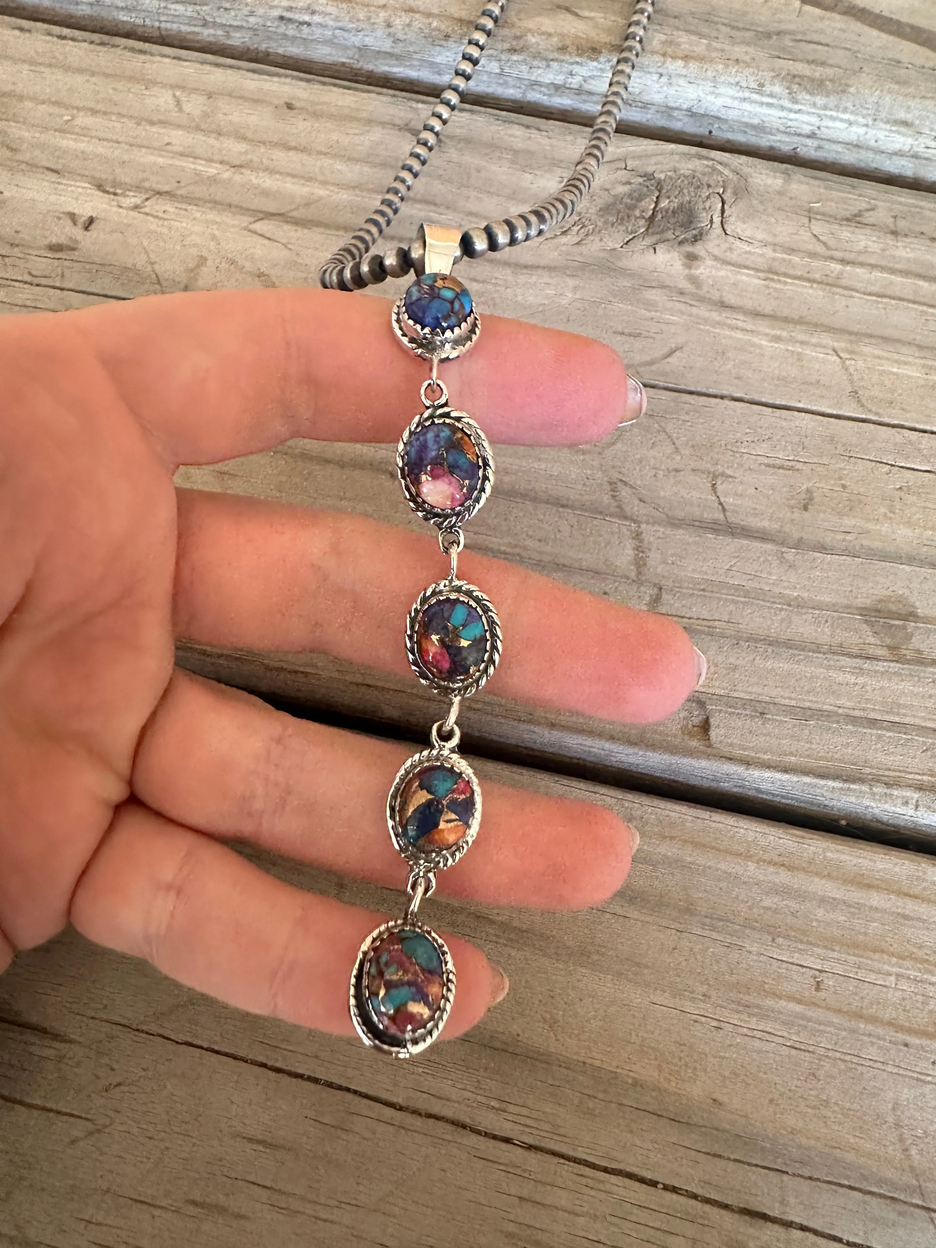‘The Cassidy Pendant” Handmade Pink Dream Mojave & Sterling Silver Pendant Signed Nizhoni