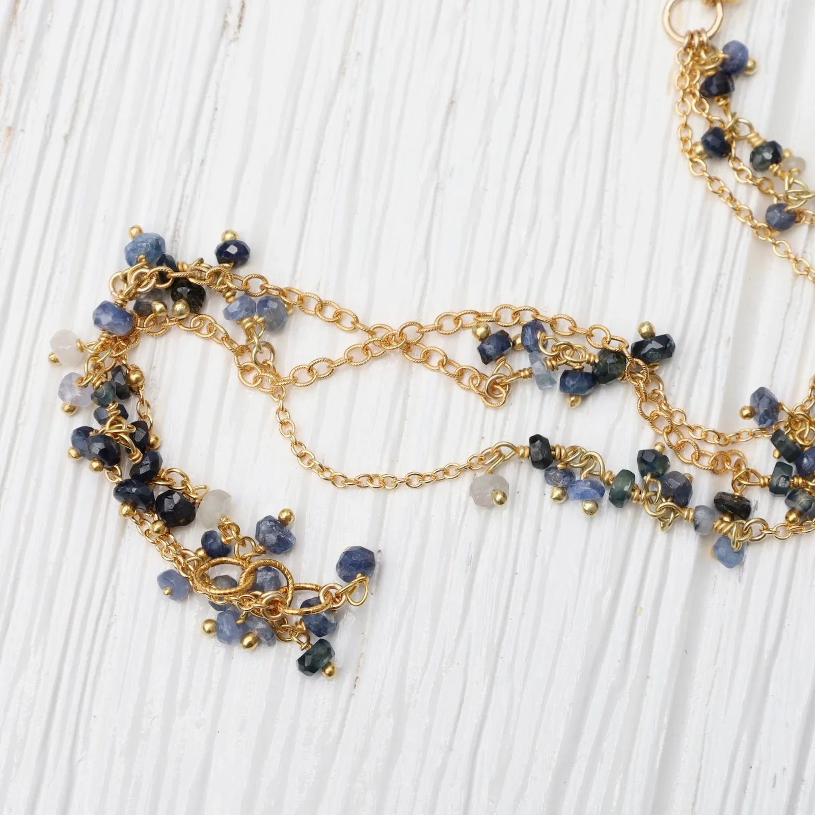 Three Strand Gemstone Dangle Bracelet - Sapphire