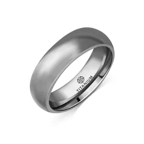 Titanium Domed Court Satin Brushed Ring